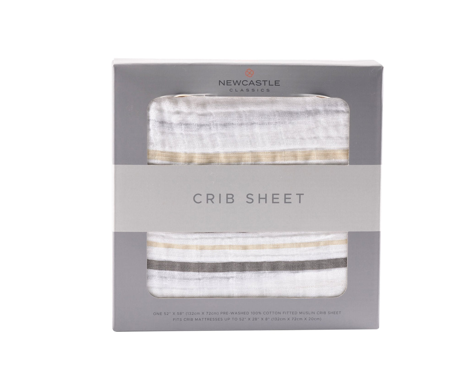 Newcastle Classics Natural Cotton Muslin Crib Sheet with Grey Stripes for Baby Comfort - Furniture > Baby & Toddler Furniture > Crib & Toddler Bed Accessories Cotton Crib Sheet