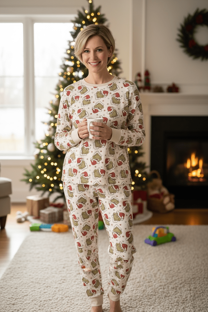 Dreamlet Grinchy Cheer (Women's Long Sleeve PJ) - 