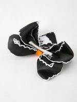 Rylee Faith Designs Halloween Ghost Embroidered Black Bow Hairpin Accessory - Everetts Place Boutique - 