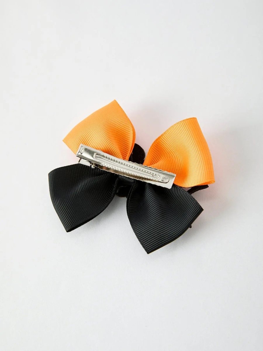 Rylee Faith Designs Halloween Pumpkin Smiley Bow Hair Clip - Everetts Place Boutique - 