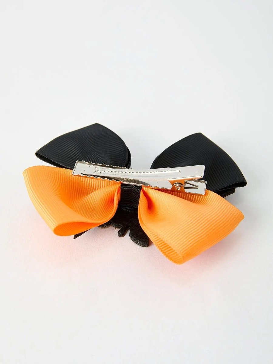 Rylee Faith Designs Halloween Pumpkin Smiley Bow Hair Clip - Everetts Place Boutique - 