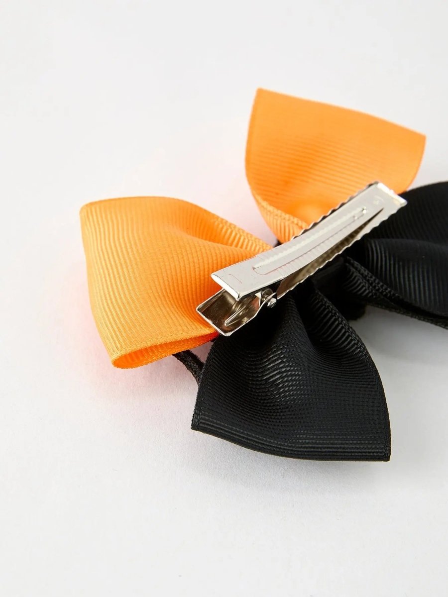 Rylee Faith Designs Halloween Pumpkin Smiley Bow Hair Clip - Everetts Place Boutique - 