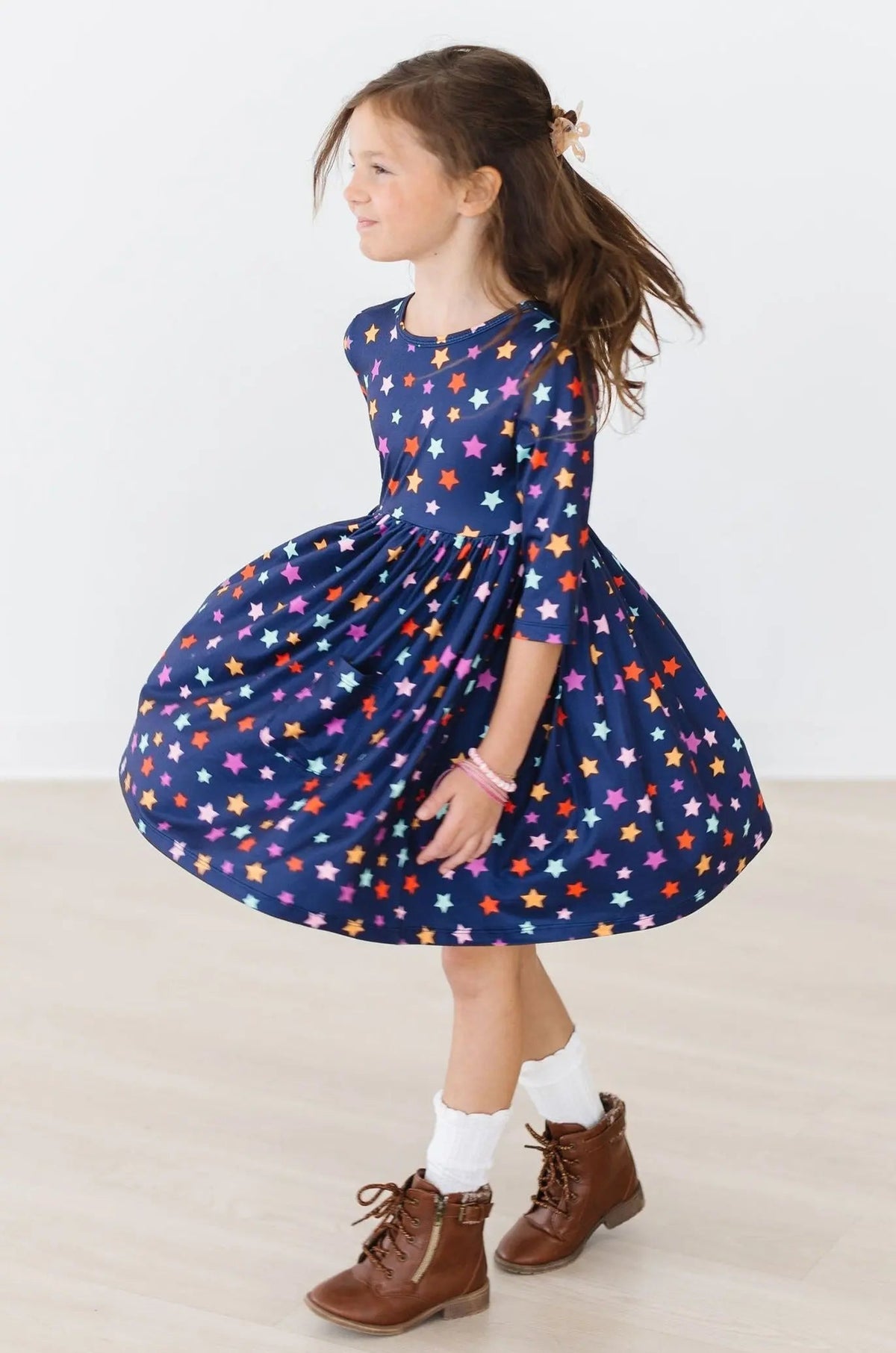 Mila & Rose ® Halloween Stars 3/4 Sleeve Pocket Twirl Dress - 