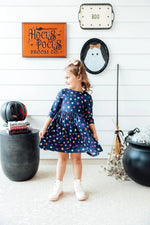 Mila & Rose ® Halloween Stars 3/4 Sleeve Pocket Twirl Dress - 