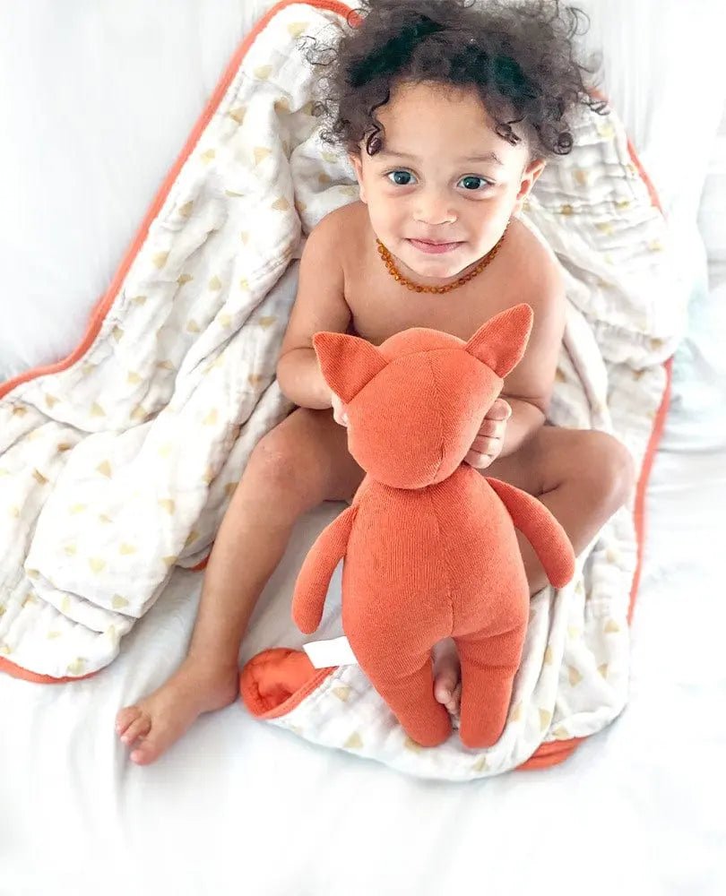 Goosewaddle® | Newborn Baby Blankets Toys Teethers Bibs & More Handcrafted Terracotta Fox Figurine Gift Set Lovers -