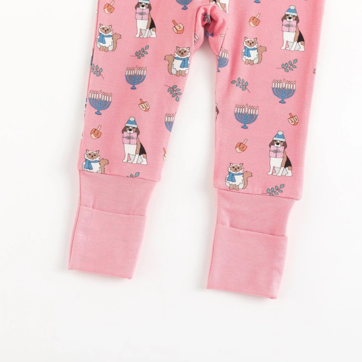 Dreamlet Hanukkah Pets Convertible Zip Footies Pink Baby Sleepwear - 