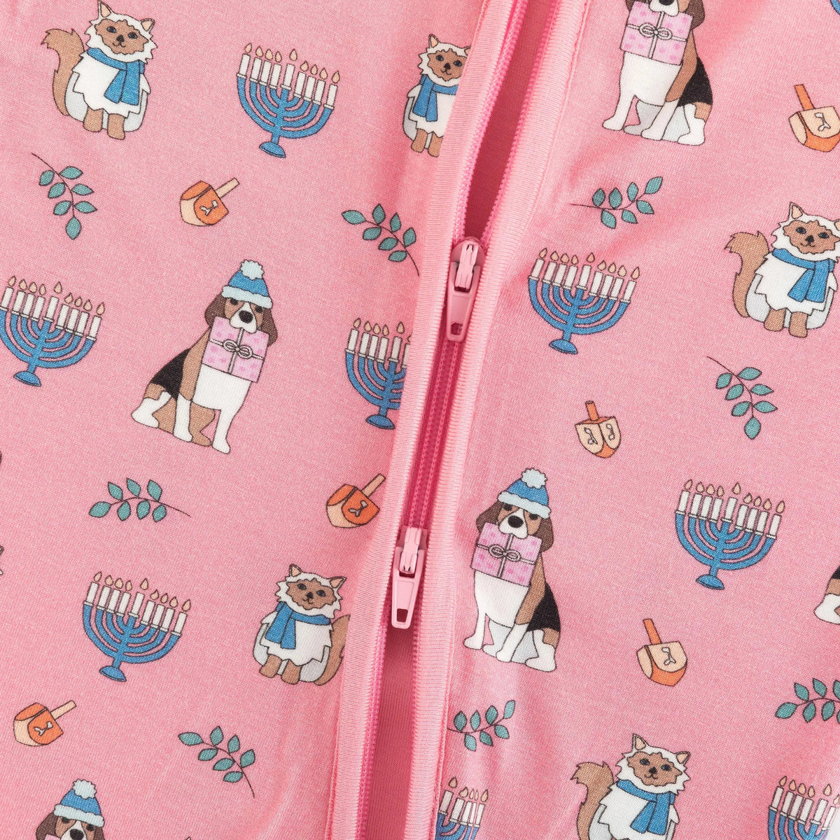 Dreamlet Hanukkah Pets (Convertible Zip Footies) - Pink - 