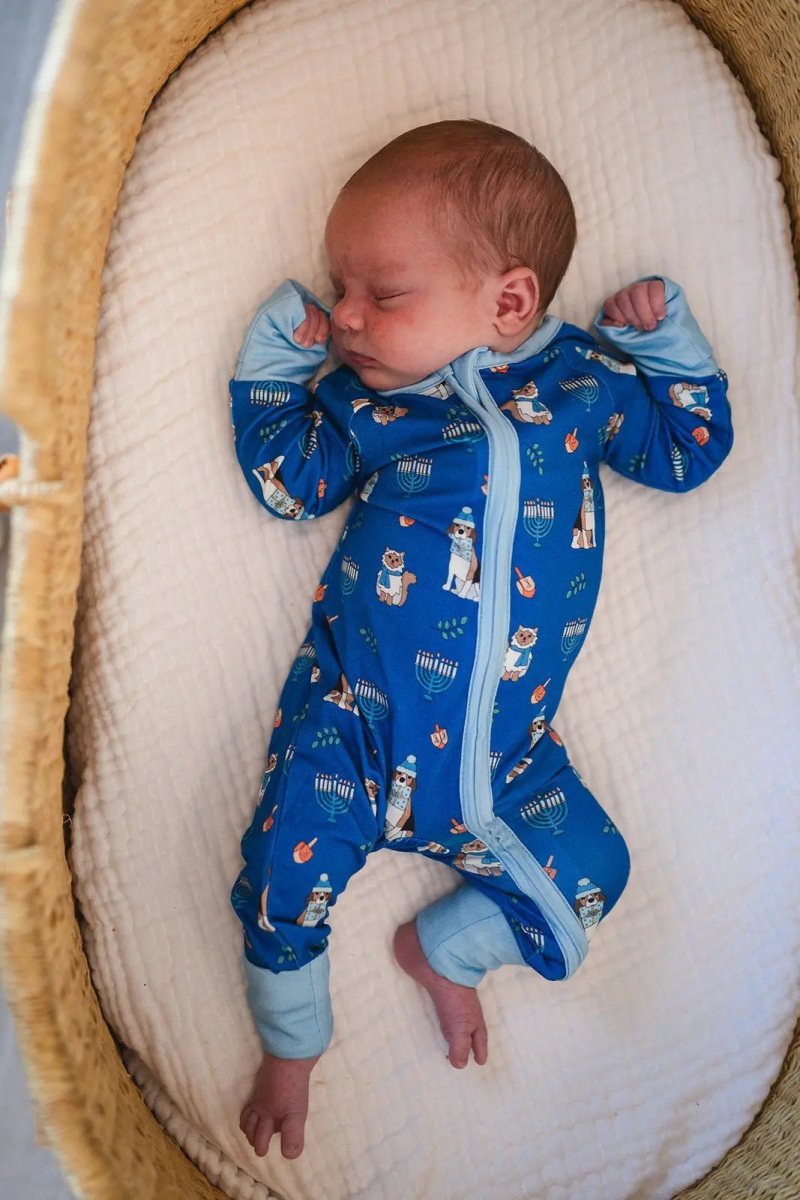 Dreamlet Hanukkah Pets Convertible Zip Footies Soft for Infants - Everetts Place Boutique - 