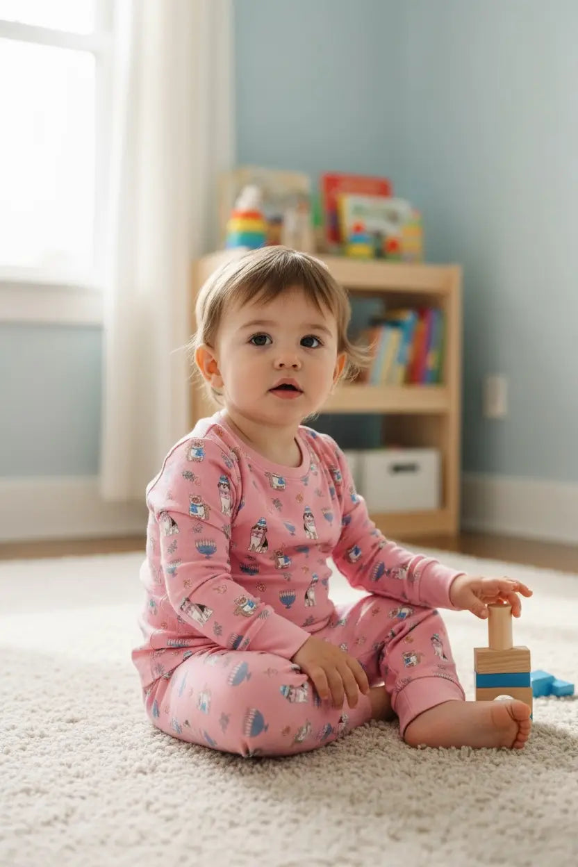 Dreamlet Hanukkah Pets (Long Sleeve PJ) - Pink - 