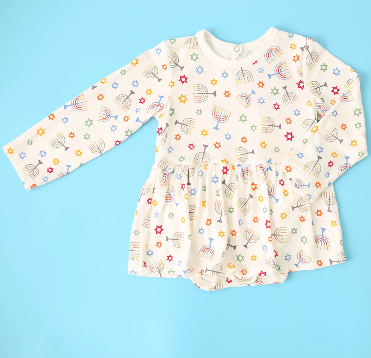 Bestaroo Hanukkah Stars Bamboo Bodysuit Dress for Babies and Toddlers - 