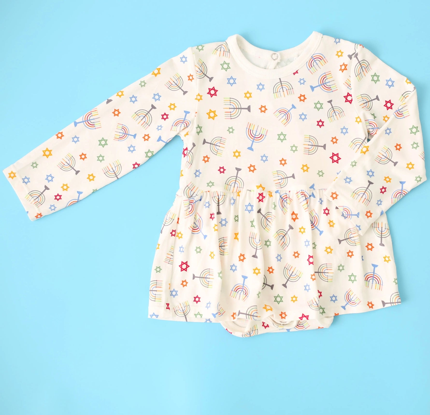 Bestaroo Hanukkah Stars Bamboo Bodysuit Dress for Babies and Toddlers - 