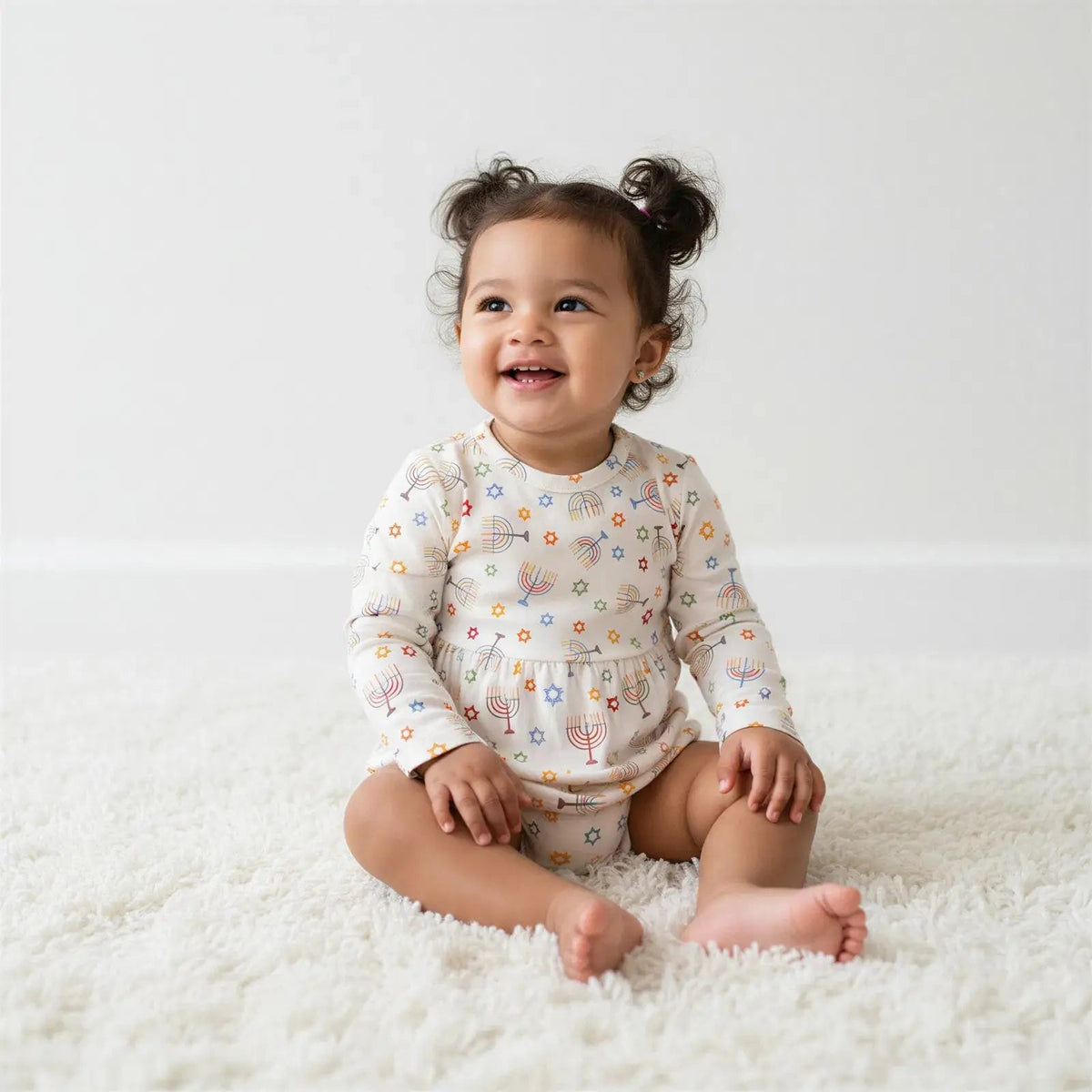 Bestaroo Hanukkah Stars Bamboo Bodysuit Dress for Babies and Toddlers - 