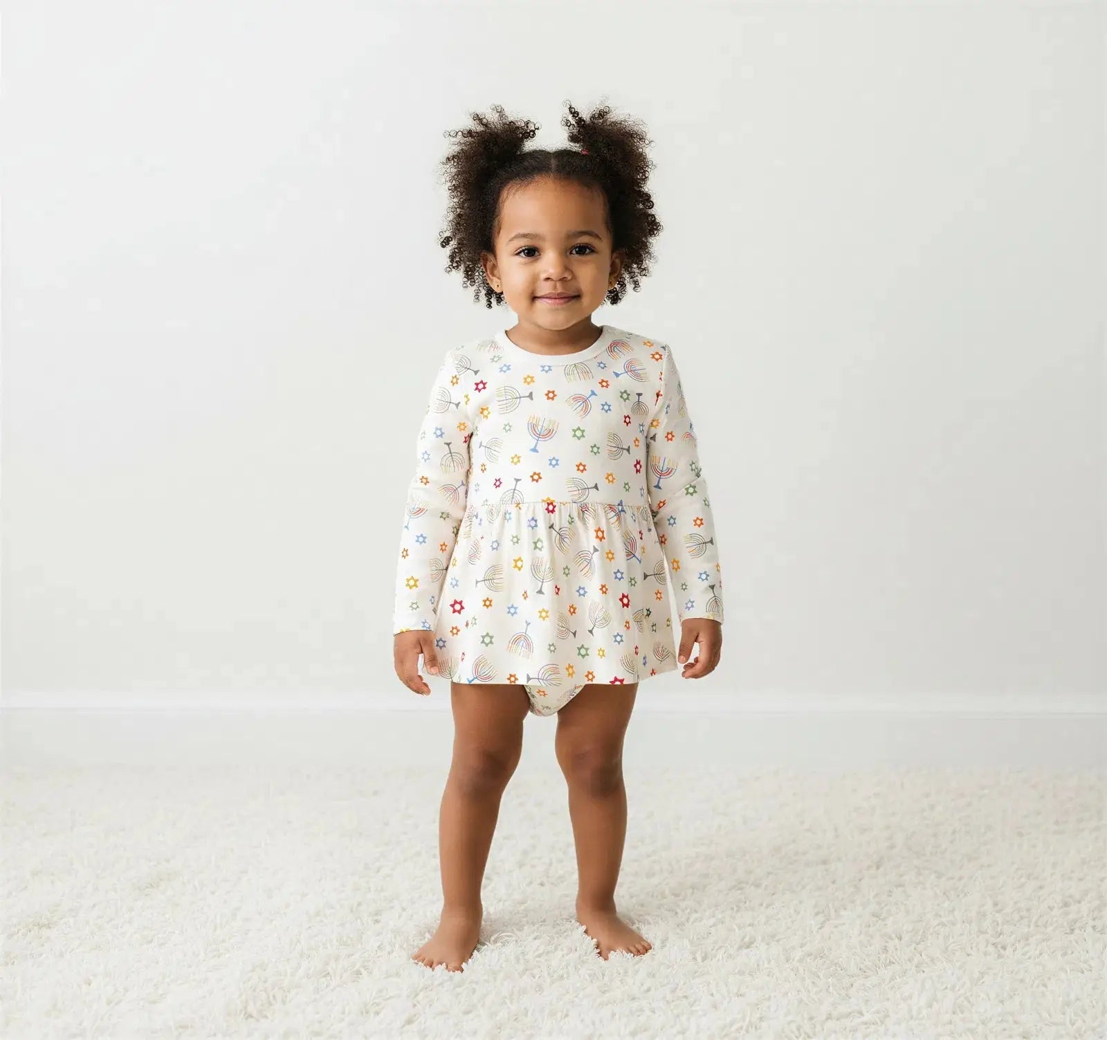 Bestaroo Hanukkah Stars Bamboo Bodysuit Dress for Babies and Toddlers - 