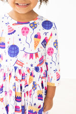 Mila & Rose ® Happy Birthday 3/4 Sleeve Pocket Twirl Dress - 
