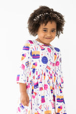 Mila & Rose ® Happy Birthday 3/4 Sleeve Pocket Twirl Dress - 