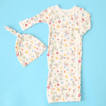 Bestaroo Happy Hanukkah Baby Gown And Hat Set In Soft Bamboo With Mittens - 