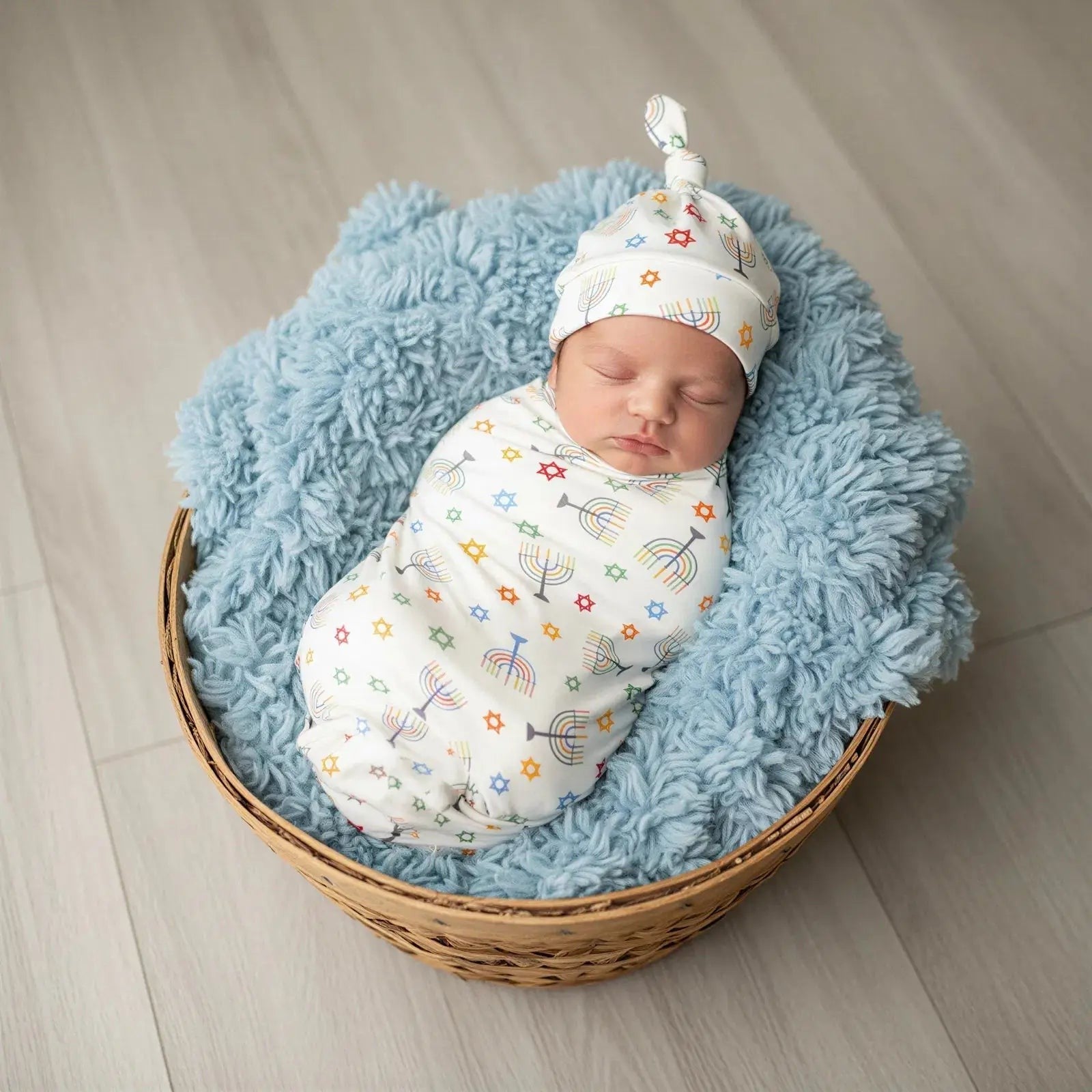 Happy Hanukkah Swaddle - Textile, Baby & Toddler Clothing, Comfort, Wool, Knit cap | Everetts Place