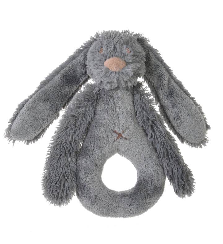 Newcastle Classics Happy Horse Deep Grey Rabbit Rattle with Sensory Features for Infants - 