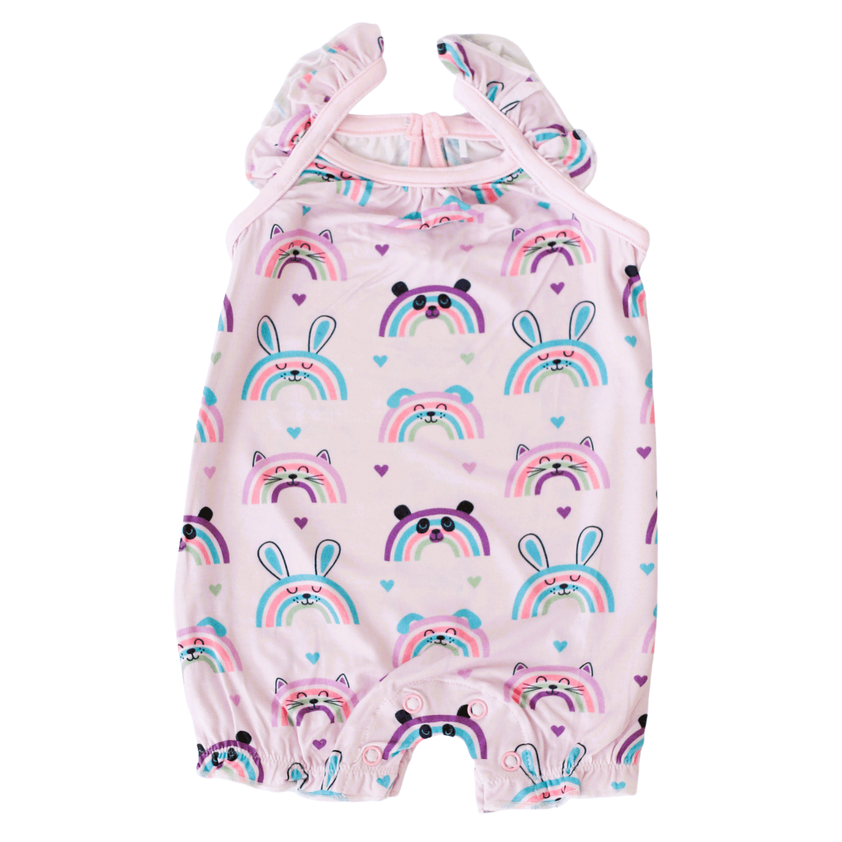 Bamboo Spandex Bubble Romper, Happy Rainbows