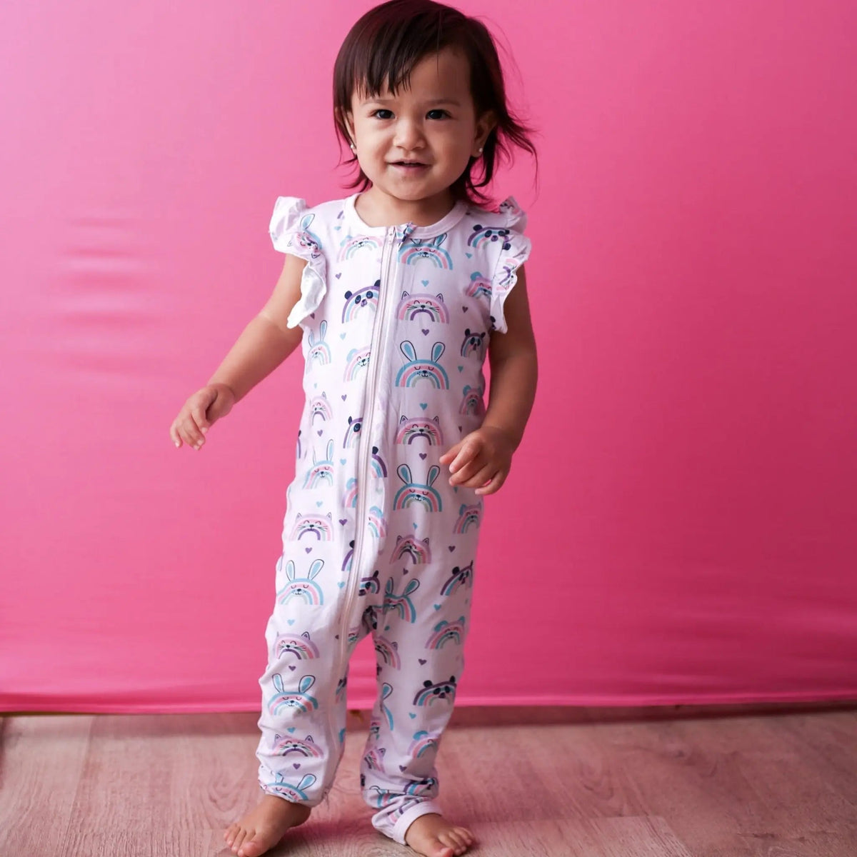 Happy Rainbows Romper - Baby & Toddler Clothing, Pink, Child, Happiness, Nightwear | Everetts Place