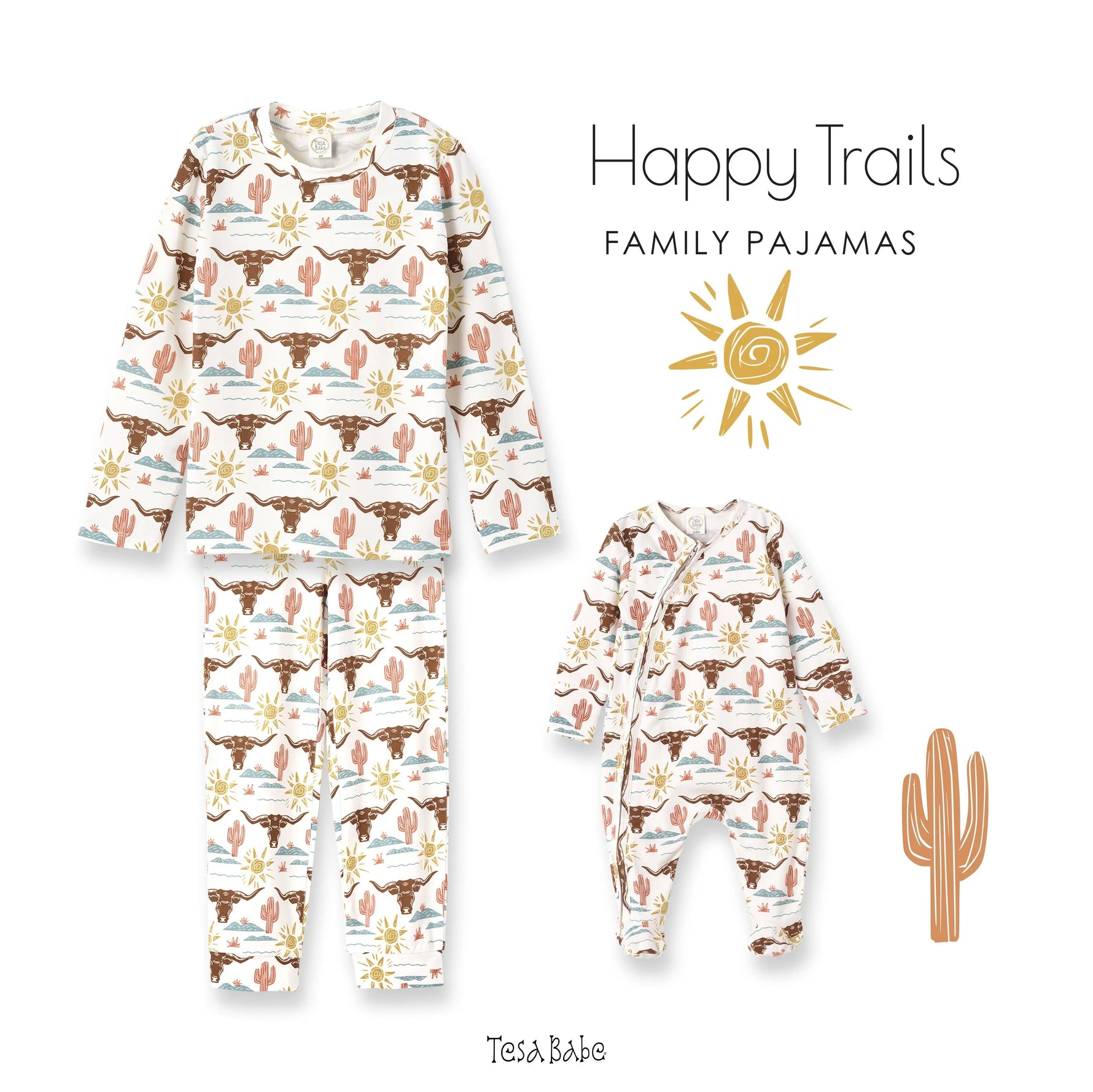 Tesa Babe Happy Trails Kids Bamboo Pajama Set - 