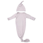 Three Little Tots Harbor Mist Neutral Knotted Newborn Baby Gown - 