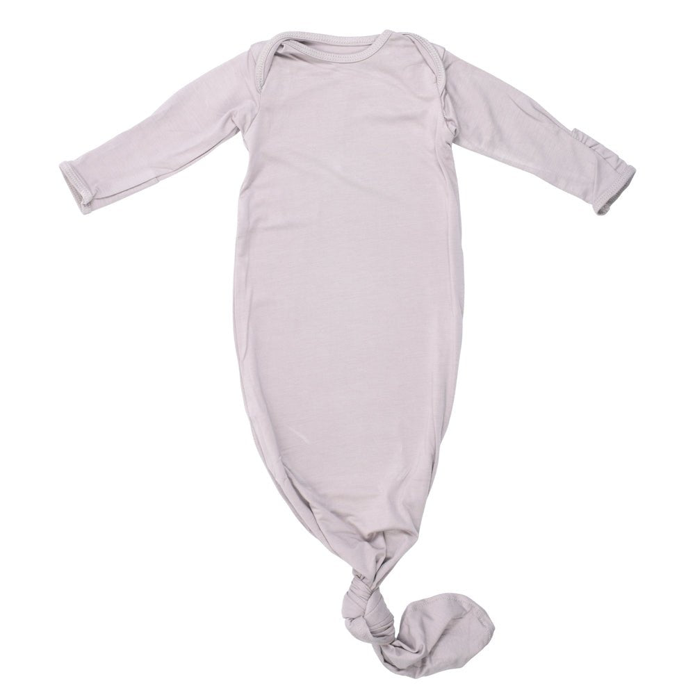Three Little Tots Harbor Mist Neutral Knotted Newborn Baby Gown - 