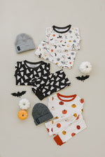 Mebie Baby Harvest Bamboo Cozy Set Halloween Pumpkin Print For Babies And Kids - 