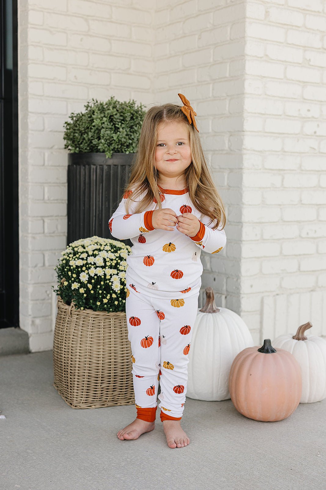 Mebie Baby Harvest Bamboo Cozy Set Halloween Pumpkin Print For Babies And Kids - 
