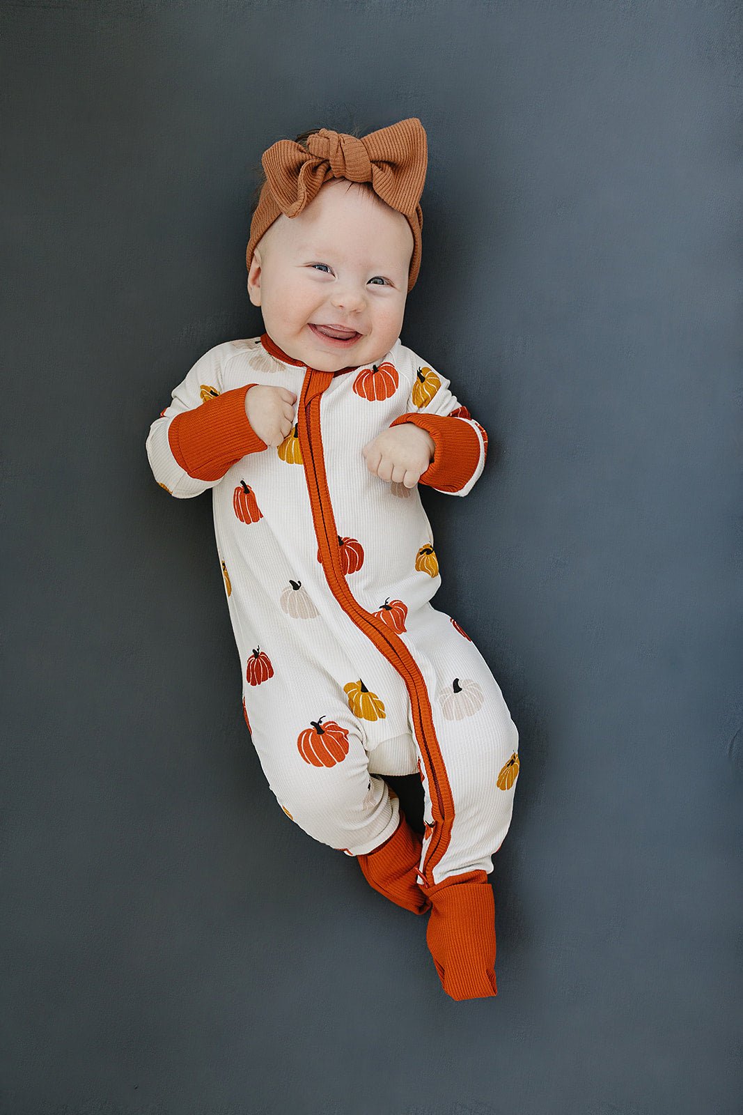 Mebie Baby Harvest Bamboo Zipper Sleepwear For Babies Pumpkin Print 0 - 18 Months Mebie Baby - 