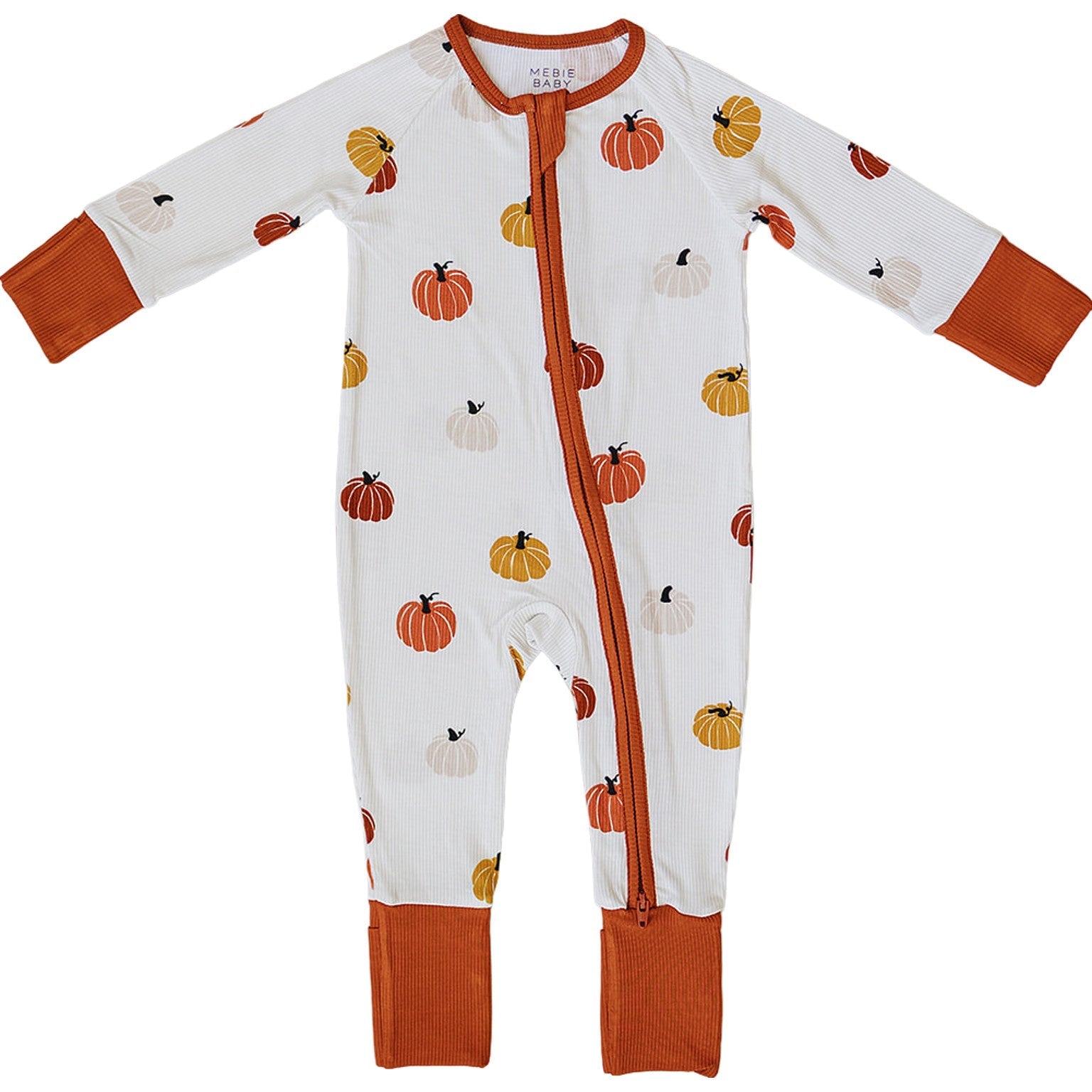 Mebie Baby Harvest Bamboo Zipper Sleepwear For Babies Pumpkin Print 0 - 18 Months Mebie Baby - 