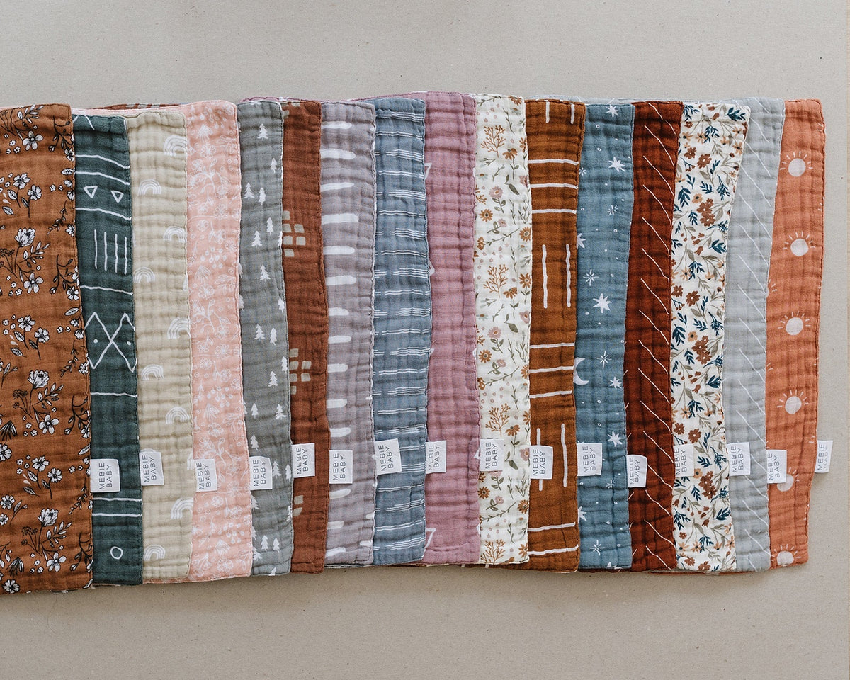 Mebie Baby Harvest Floral Muslin Burp Cloth - 