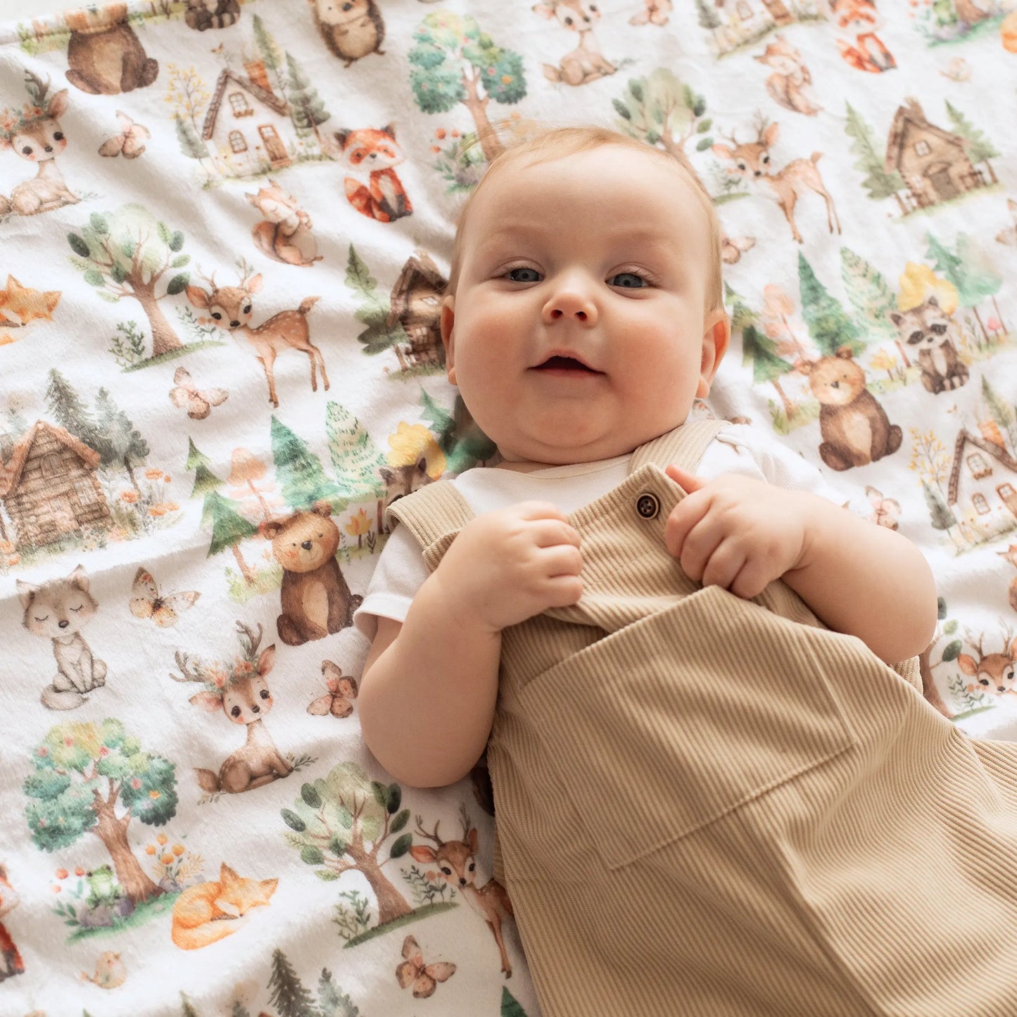 Baby & Toddler Minky Blanket - Woodsy Woodland Honey Lemonade