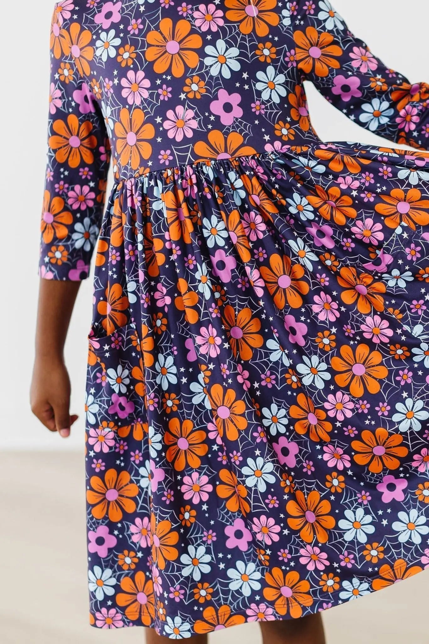 Mila & Rose ® Haunted Garden 3/4 Sleeve Pocket Twirl Dress - 