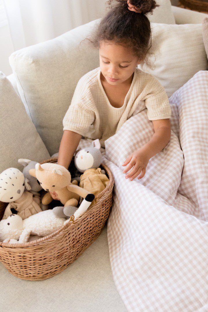 Little Mae & Co Haven Beige Gingham Crib Quilted BlanketEveretts Place