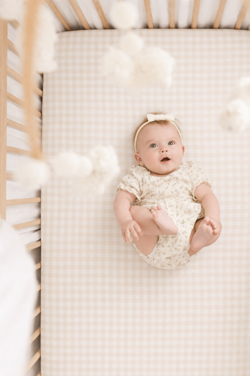 Little Mae & Co Haven Beige Gingham Crib SheetEveretts Place