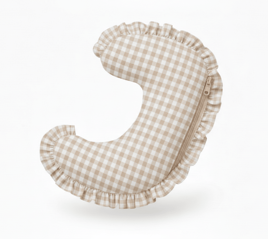 Little Mae & Co Haven Beige Gingham Ruffle Nursing Pillow CoverEveretts Place