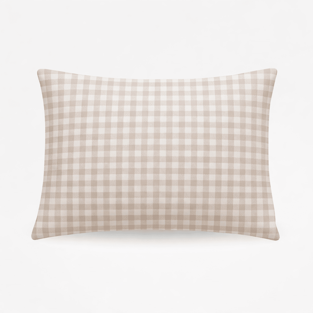 Little Mae & Co Haven Beige White Gingham Standard PillowcaseEveretts Place