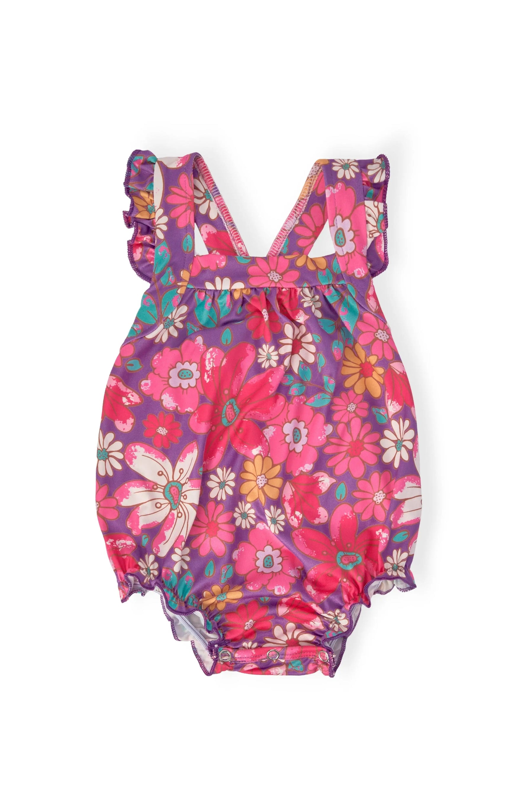 Mila & Rose ® Hawaiian Floral Ruffle Cross Back Romper - 