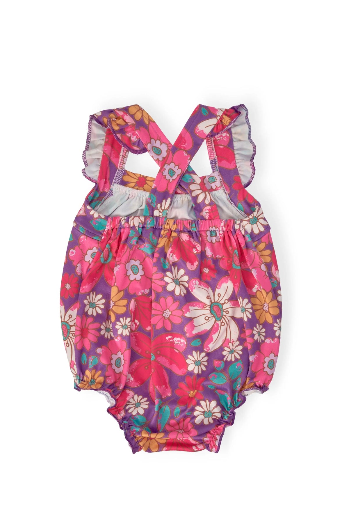 Mila & Rose ® Hawaiian Floral Ruffle Cross Back Romper - 