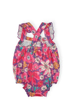Mila & Rose ® Hawaiian Floral Ruffle Cross Back Romper - 