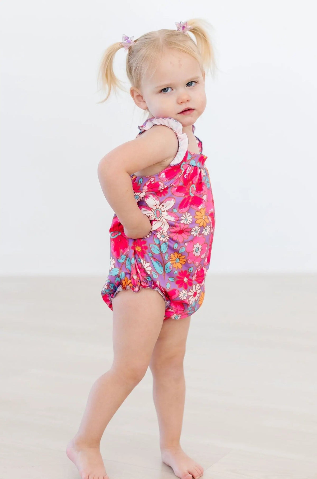 Mila & Rose ® Hawaiian Floral Ruffle Cross Back Romper - 