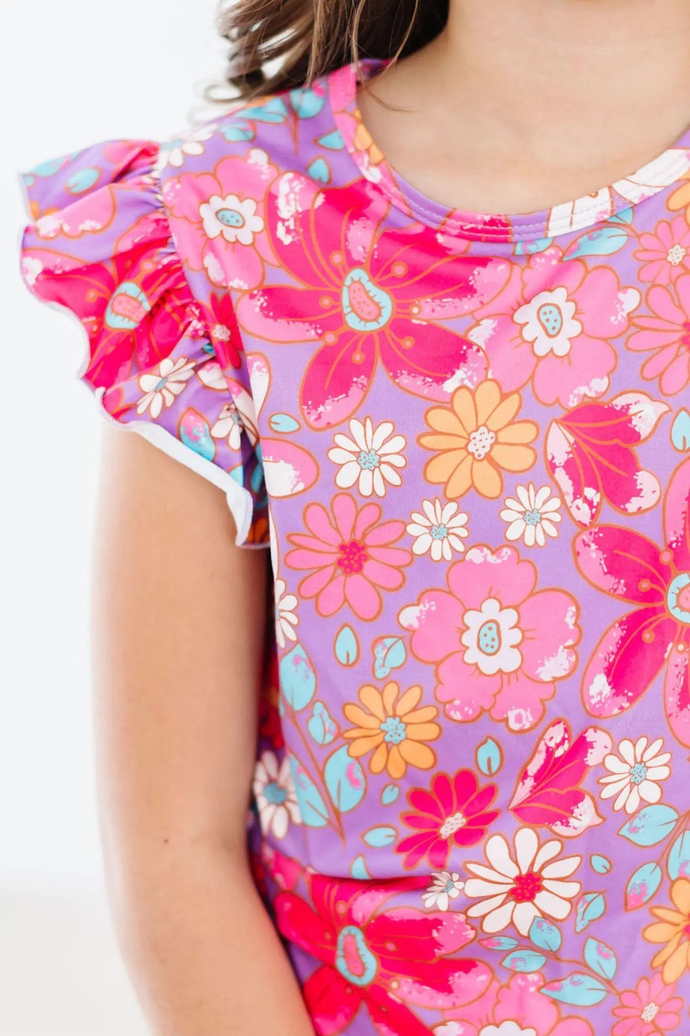 Mila & Rose ® Hawaiian Floral S/S Ruffle Tee - 