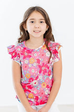 Mila & Rose ® Hawaiian Floral S/S Ruffle Tee - 