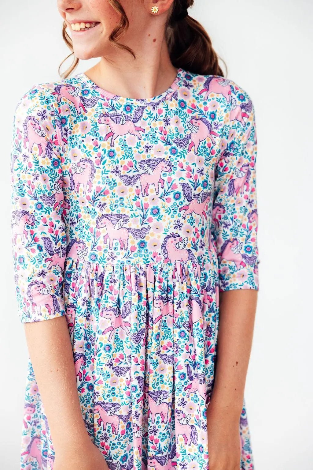 Mila & Rose ® Head in the Clouds 3/4 Sleeve Pocket Twirl Dress - 