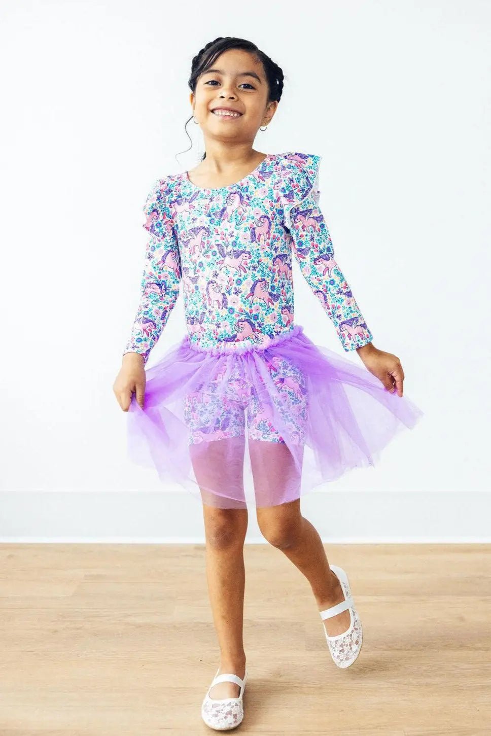 Mila & Rose ® Head in the Clouds L/S Flutter Sleeve Leotard - 