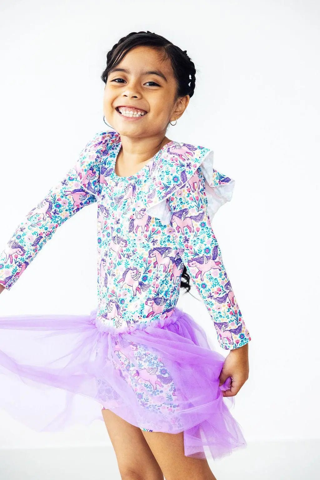 Mila & Rose ® Head in the Clouds L/S Flutter Sleeve Leotard - 