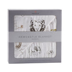 Newcastle Classics Hear Me Roar Bamboo Muslin Blanket with Animal Print for Baby Comfort - 