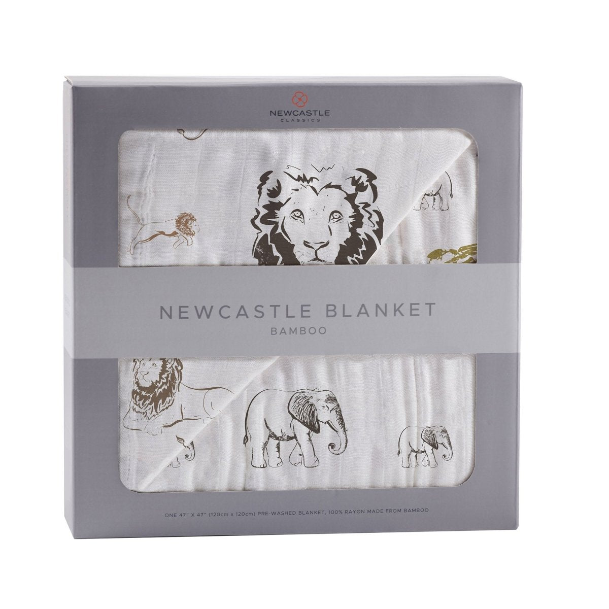 Newcastle Classics Hear Me Roar Bamboo Muslin Blanket with Animal Print for Baby Comfort - 