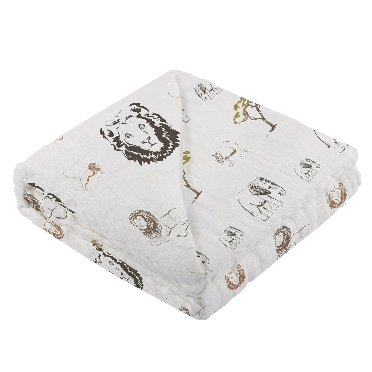 Newcastle Classics Hear Me Roar Bamboo Muslin Blanket with Animal Print for Baby Comfort - 